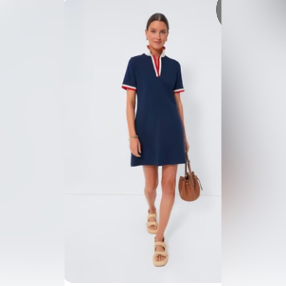 NWT Tuckernuck Navy Dress with Red and White Trim